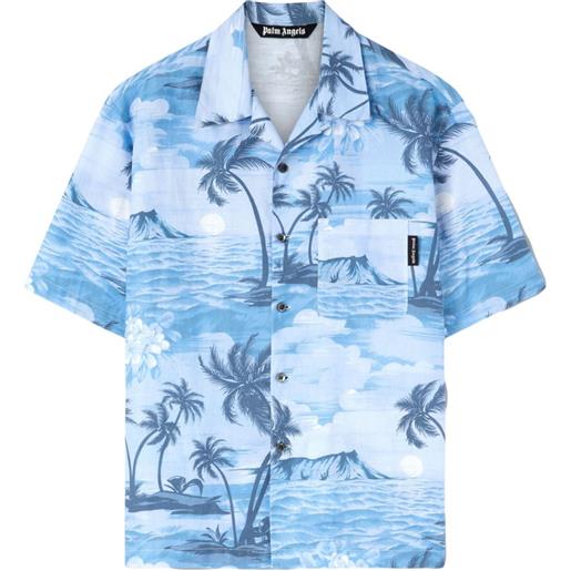 Palm Angels camicia con stampa sunset - blu
