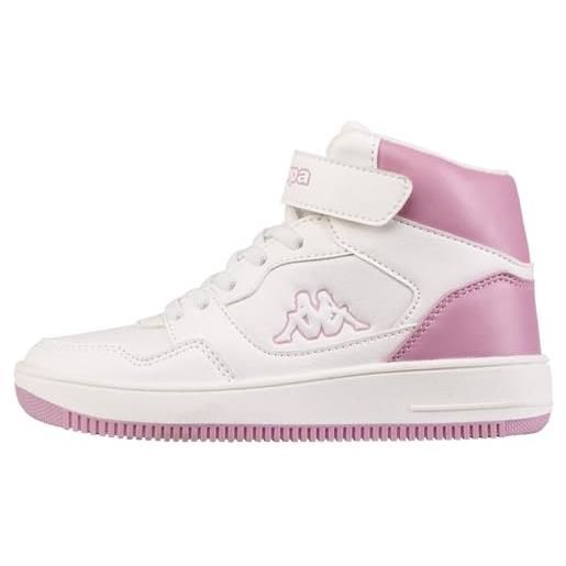 Kappa codice stile: 261052mfk broome mf k, scarpe da ginnastica unisex-bambini, bianco/lilla, 33 eu