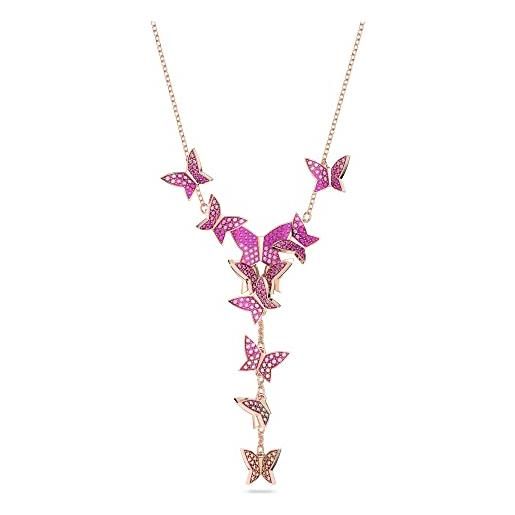Swarovski collana a y lilia, farfalla, placcato color oro rosa