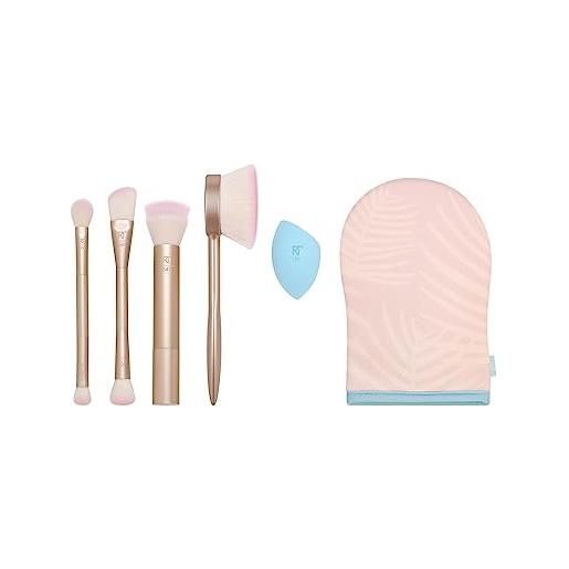 REAL TECHNIQUES endless summer - kit di pennelli per il viso, per fondotinta e cipria, qualità premium, 6 pezzi, rosa