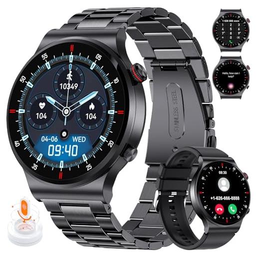 SUNKTA smartwatch uomo con chiamate e assistente vocale, 1.39'' orologio fitness smartwatch uomo con 100+ modalità sport/spo2/sonno smart watch per android ios