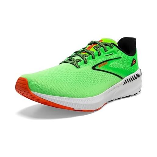 Brooks launch gts 10, sneaker uomo, green gecko/red orange/white, 47.5 eu