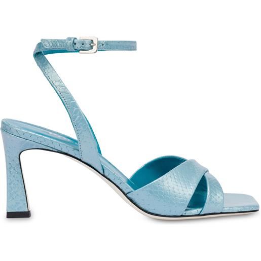 POLLINI sandali con stampa pitone iridescente cote d'azur - azzurro