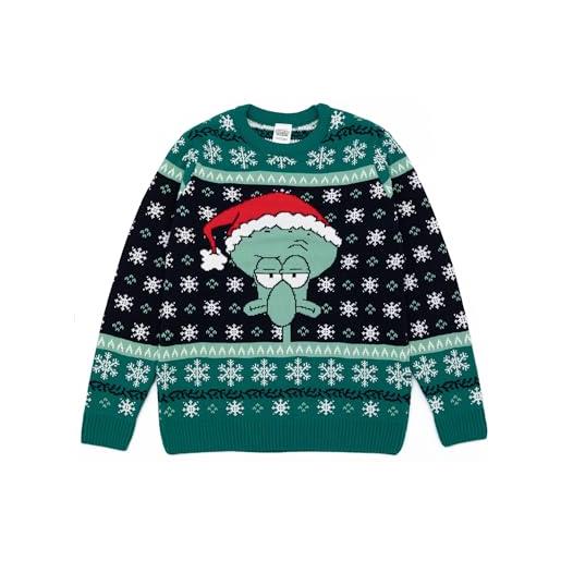 SpongeBob Squarepants maglione natalizio verde da uomo maglione fumetto festivo | festeggia le festività con questa maglieria ispirata a spongebob uomini scontrosi