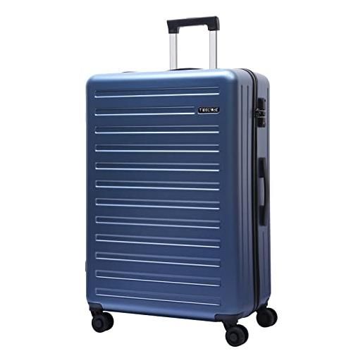 TydeCkare bagaglio grande rigido, 76cm/101l, trolley da viaggio abs+pc, valigia controllata leggera, con 4 ruote girevoli e lucchetto tsa, blu ghiaccio/xl