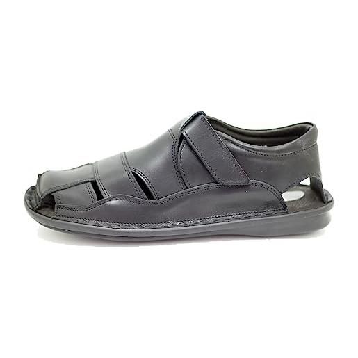 Kristian Shoes 02 - scarpe sandali estive da uomo - punta chiusa - in pelle - nero 43