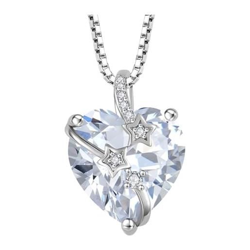 Starchenie collane donna argento sterlina 925 cuore e delle stelle bianco zirconi collane ciondolo gioielli regalo