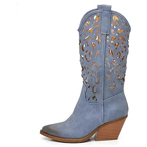 IF fashion cowboy western scarpe da donna stivali stivaletti punta camperos texani etnici 629 camel n. 39