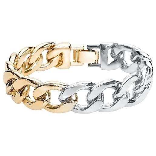 Urban Classics bracciale unisex heavy two-tone bracelet oro/argento l/xl