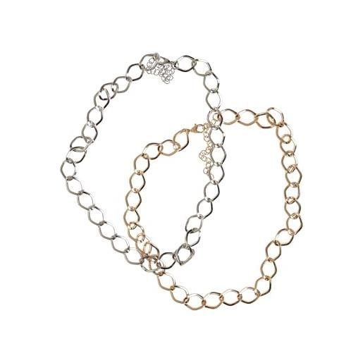 Urban Classics big classic necklace - confezione da 2 collari, colore: oro/argento, taglia unica
