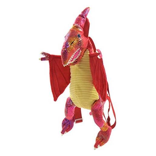 Kögler dino - rucksack für kinder, flugsaurier rot mit glitzerhautschuppen, ca. 50 cm zainetto per bambini, 49 cm, multicolore (rot)