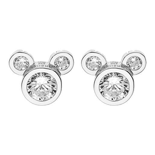 Disney orecchini Disney in argento per bambine con minnie e mickey mouse, rosa o conchiglia, impreziositi da zirconia - mickey mouse bianco