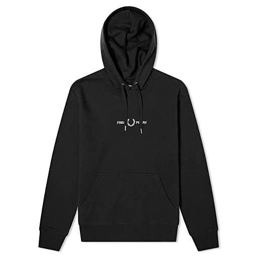 Fred Perry embroidered hooded sweatshirt black, nero , l