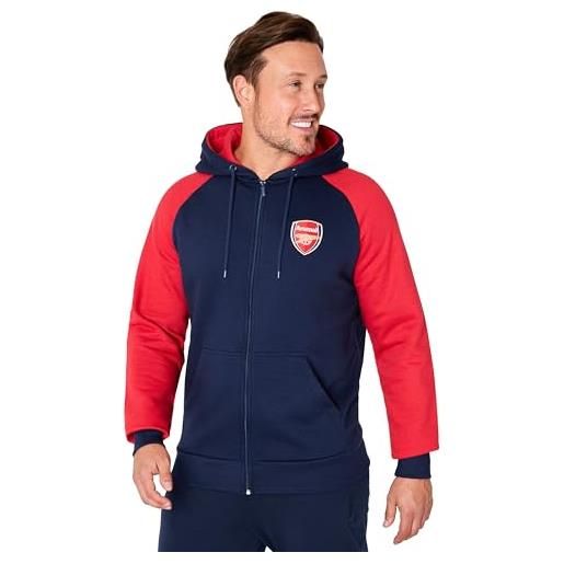 Arsenal F.C. felpe con cappuccio da uomo, felpa zip uomo con tasche, taglie s-3xl (navy/red, 3xl)