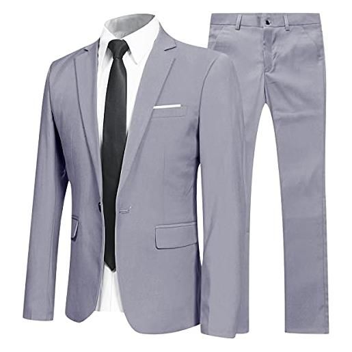 Allthemen abiti da uomo 2 pezzi suit slim fit wedding dinner tuxedo abiti per uomo business casual giacca e pantaloni 10 colori disponibili grigio chiaro 3xl