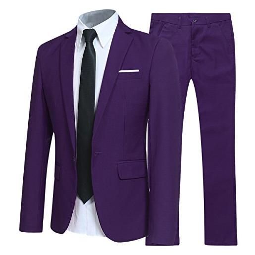 Allthemen abiti da uomo 2 pezzi suit slim fit wedding dinner tuxedo abiti per uomo business casual giacca e pantaloni 10 colori disponibili rosso m