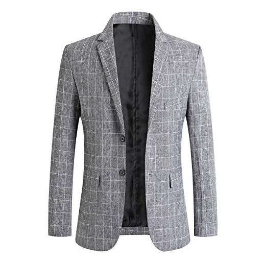 Allthemen blazer da uomo slim fit a quadri giacca da smoking con un bottone blazer da abito formale da lavoro