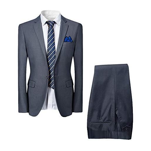 Allthemen abito da uomo in 2 pezzi blazer da smoking e pantaloni giacca monopetto con un bottone suit formale da lavoro business grigio chiaro 3xl