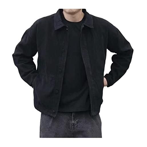 UNeedVog giacca in denim in pile maschile colo color solido terma solido abbassa il colletto casual outwear