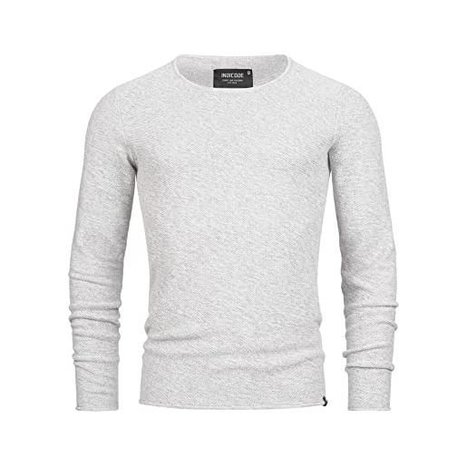 Indicode uomini loakim knit sweater | maglione classico a maglia melange con scollo rotondo optical white m