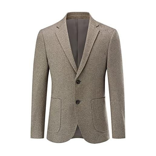 Allthemen blazer da uomo regular fit 2 bottoni giacca da abito elegante a quadri formale business d'affari nero xxl