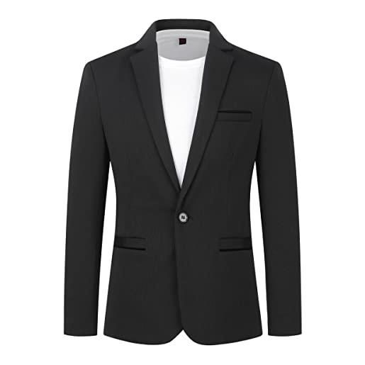 YOUTHUP giacca da uomo slim fit blazer 1 bottone monopetto formale business suit, blu marino, 3xl