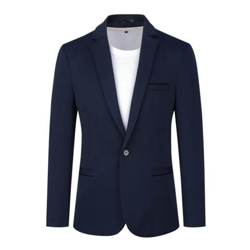 YOUTHUP giacca da uomo slim fit blazer 1 bottone monopetto formale business suit, blu, m
