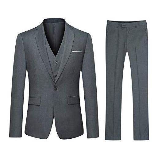 Cloudstyle abito da uomo completo slim fit 3 pezzi smoking giacca moderna per affari di matrimonio nero xs