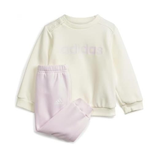 adidas essentials lineage jogger set tuta da ginnastica, ivory/clear pink, 3-4 years unisex baby