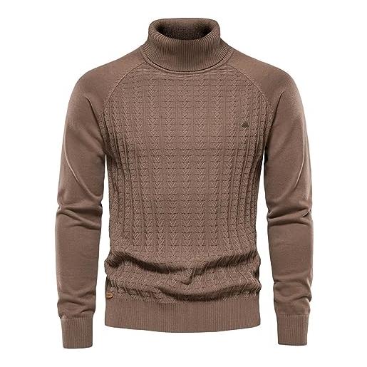 Fulidngzg maglione uomo invernale caldo leggero maglioncino maglione firmato lana manica lunga maglia slim fit elegante dolcevita collo alto cotone lupetto