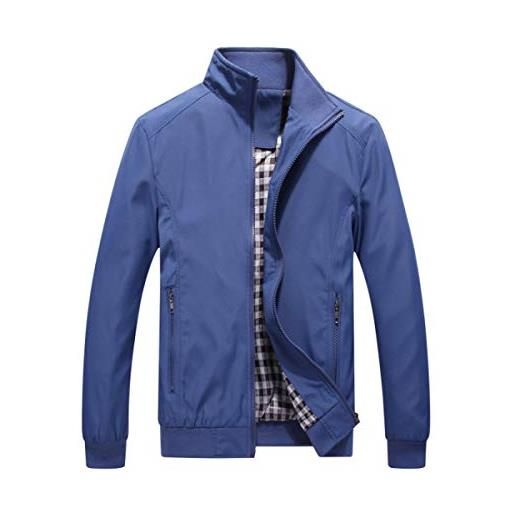 Allthemen giubbotto da uomo leggero giacca militare comodo giacca casual primavera autunno aviatore collo alto estate blu 1 2xl