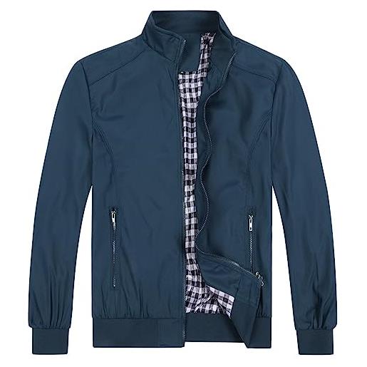 Allthemen giubbotto da uomo leggero giacca militare comodo giacca casual primavera autunno aviatore collo alto estate blu jeans 4xl