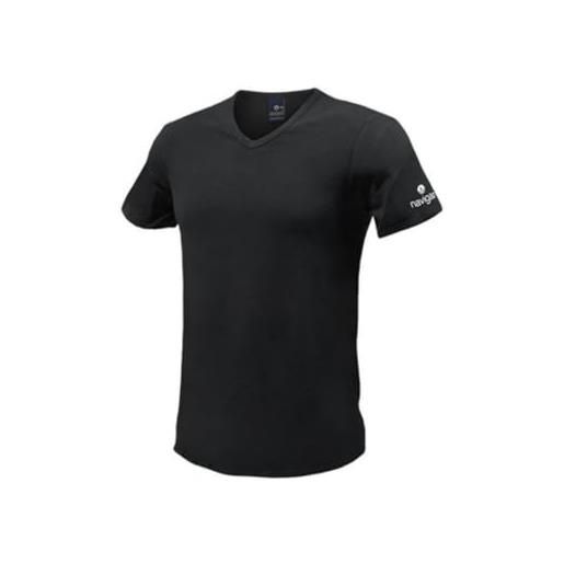 Navigare confezione 3 t-shirt uomo scollo a v cotone elasticizzato colore bianco e nero b2y571 nero, 5/l