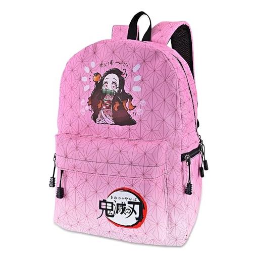 Roffatide anime demon slayer kamado nezuko zaino pink gradient school bag zaino per laptop per ragazze