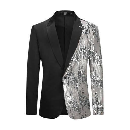 Allthemen blazer da uomo casual in velluto di lusso giacca da abito slim fit floral prints stylish chic jackets 43# argento 3xl