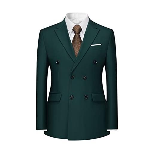 Allthemen blazer da uomo casual giacca regular fit doppiopetto smoking a tinta unita blazer con bottoni verde 3xl