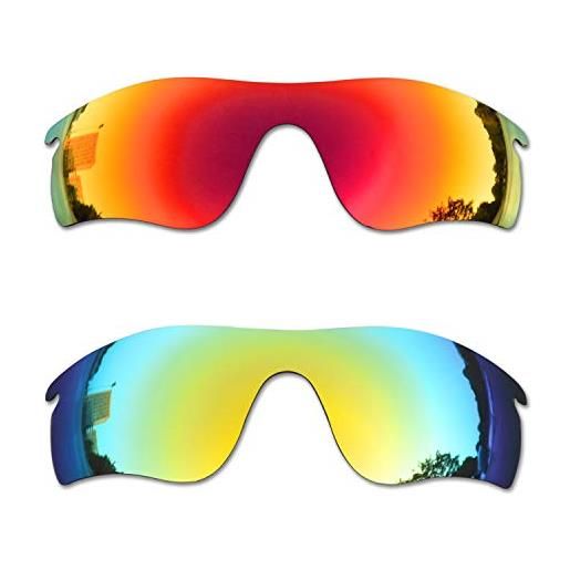 SOODASE per oakley radarlock path occhiali da sole rosso/oro 2 coppie lenti di ricambio polarizzate