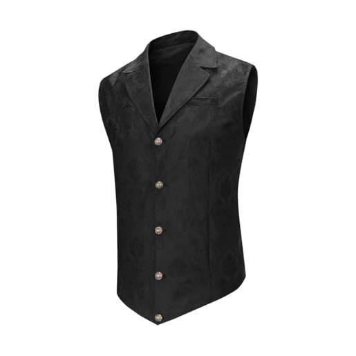 Allthemen gilet da abito per uomo gilet formale paisley per feste suit vest elegante business nero m
