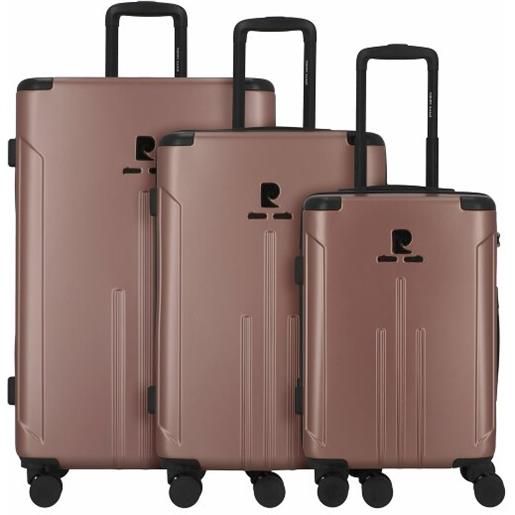 pierre cardin 4 ruote set di valigie 3 pezzi rosa