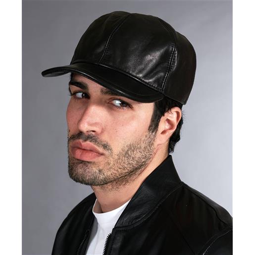 D'Arienzo cappello baseball in pelle nera unisex berretto strappo regolabile D'Arienzo
