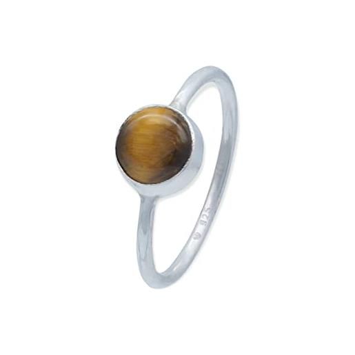 mantraroma anello argento 925 con pietre preziose occhio di tigre pietra marrone argento sterling da donna in vero argento (mrg-078-18-(48))