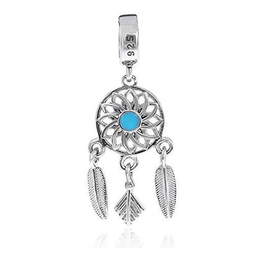 YiRong Jewelry charm acchiappasogni in argento sterling 925 a forma di piuma d'angelo con ali di angelo, per braccialetti pandora (a)