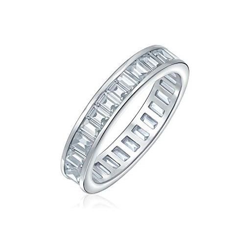 Bling Jewelry aaa cubic zirconia channel set rectangle emerald cut baguette cz eternity ring anniversary wedding band per donne. 925 sterling silver 4mm anelli impilabili