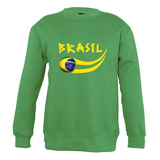 Supportershop felpa bambino verde brasile calcio, sweat enfant vert brésil, verde, fr: 8 anni (taglia del produttore: 8 anni)