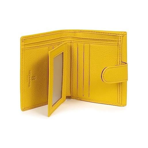 Hexagona confort-Hexagona paris-portamonete-da donna- -giallo-in pelle di vacchetta grana-portafogli e portacarte-compatibile con carte di credito donna, giallo, l: 9,5 x h: 11,5 x p: 3 cm -