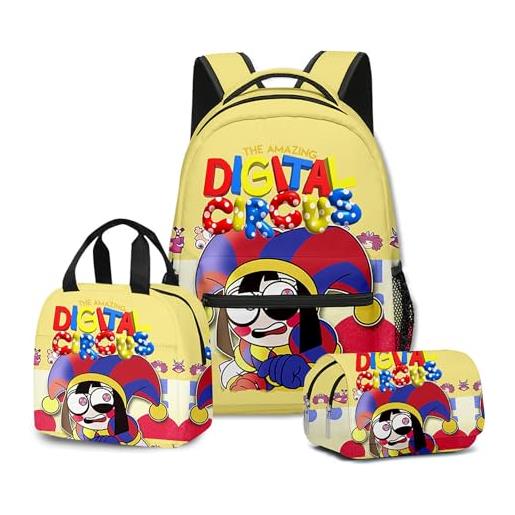 NEWOK anime stampato pomni e jax bambini zaini set, scuola zaino lunch bag pen bag school bags set. (color24, setsx3)