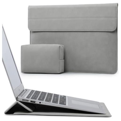 HYZUO 15 pollici custodie per pc portatile borsa con funzione stand compatibile con mac. Book air 15 m2 a2941 2024 2023, mac. Book pro 15 a1990 a1707 2019-2016, 15 surface laptop 5/4/3, grigio chiaro