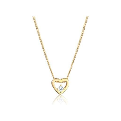 DIAMORE elli diamonds collana donne cuore amore con diamante (0,03 ct. ) in oro giallo 585