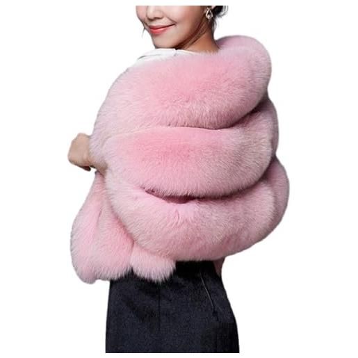 DSOUWEH coprispalle premium con collo in pelliccia sintetica mantella elegante per donna abito invernale cheongsam sciarpa invernale in pelliccia sintetica extra morbida da donna, rosa