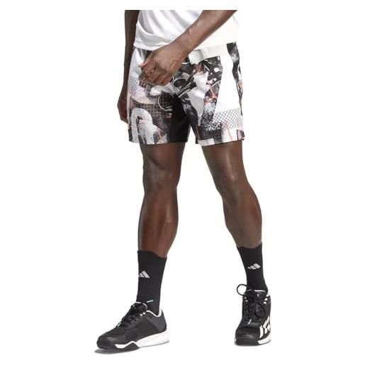 adidas club tennis graphic shorts pantaloncini corti, white/black/coral fusion, s 7 inch men's